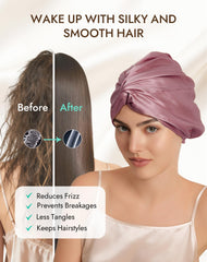 SilkSilky bonnet during night use demonstrating frizz protection