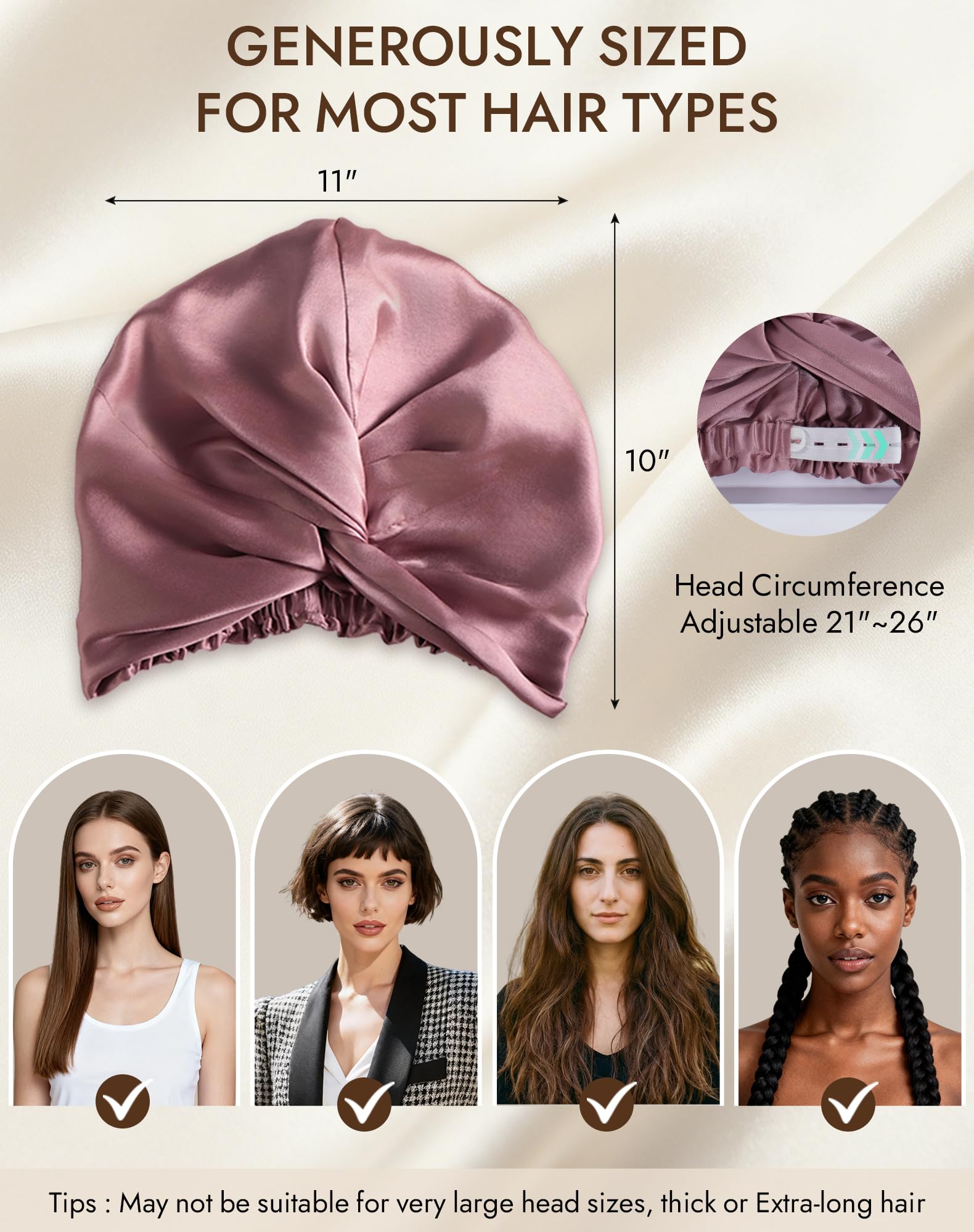 SilkSilky sleep cap on head showing comfortable wear