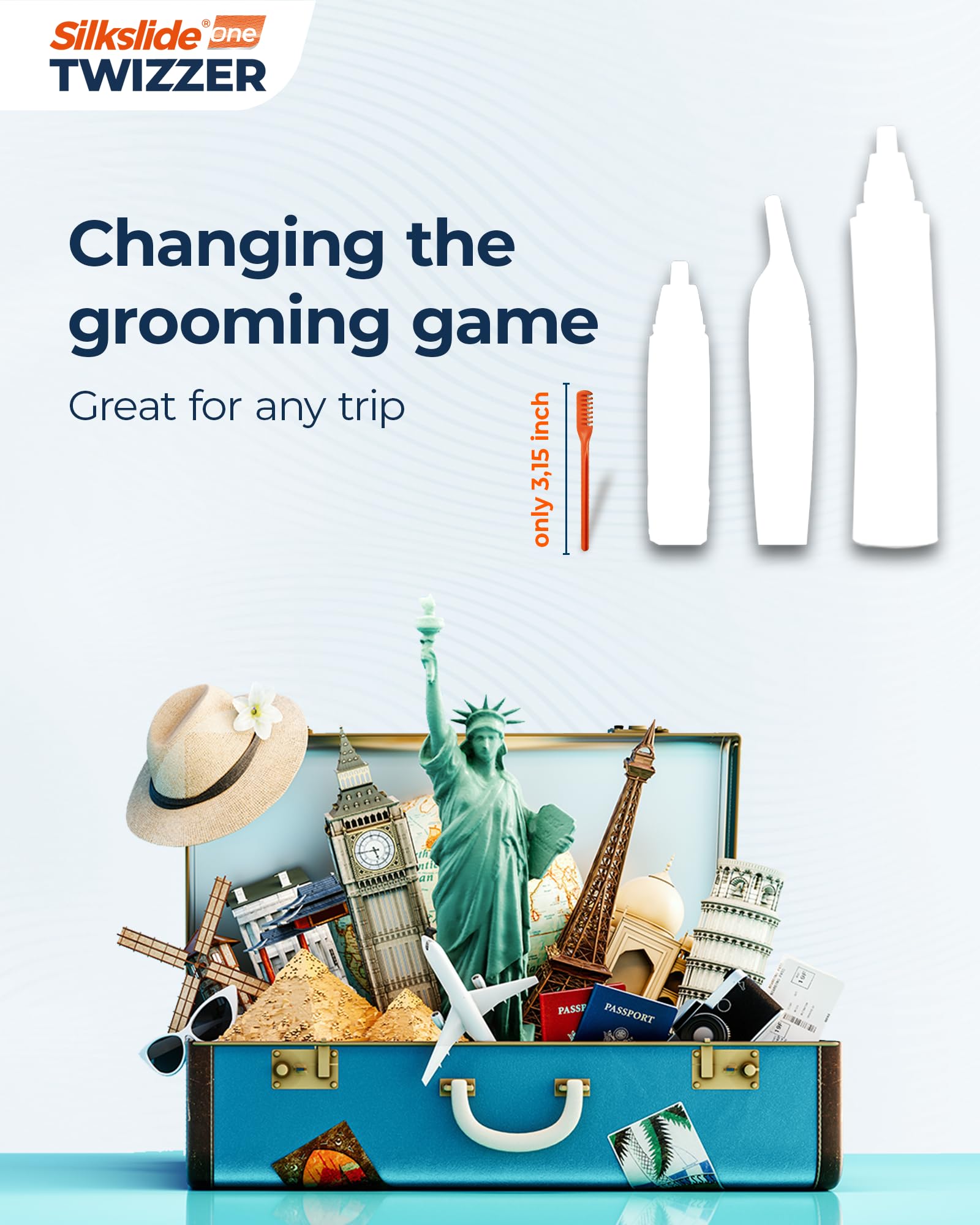 Silkslide One Twizzer travel-ready design protects grooming on the go.
