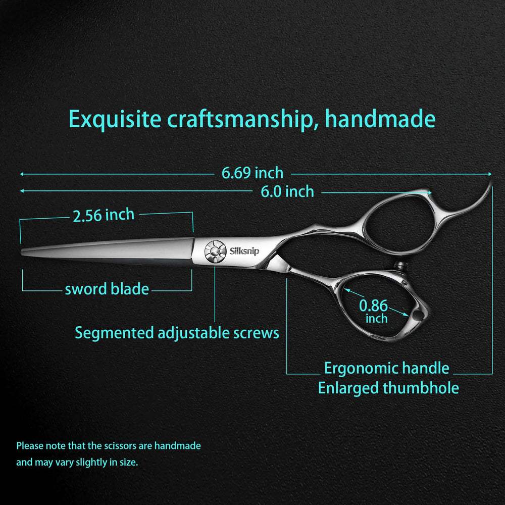 Silksnip professional barber shears offer ergonomic grip for comfortable long sessions