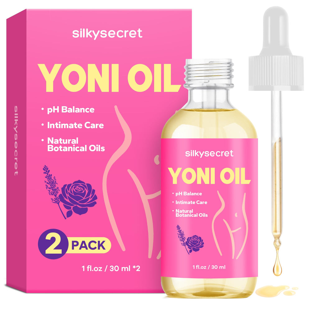 SilkySecret Aceite Yoni en botella de 60 ml para cuidado diario.