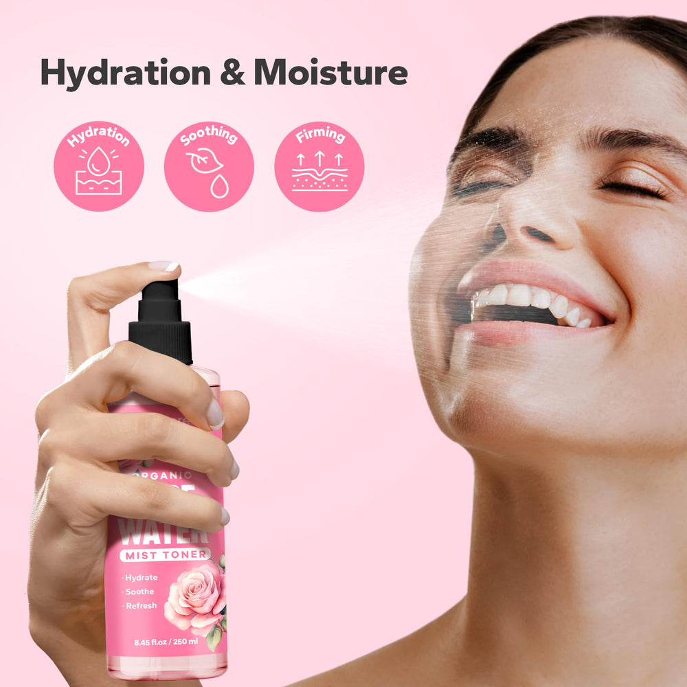 SilkySecret Agua de Rosas Orgánica: pulverizador para rostro, frescura instantánea.