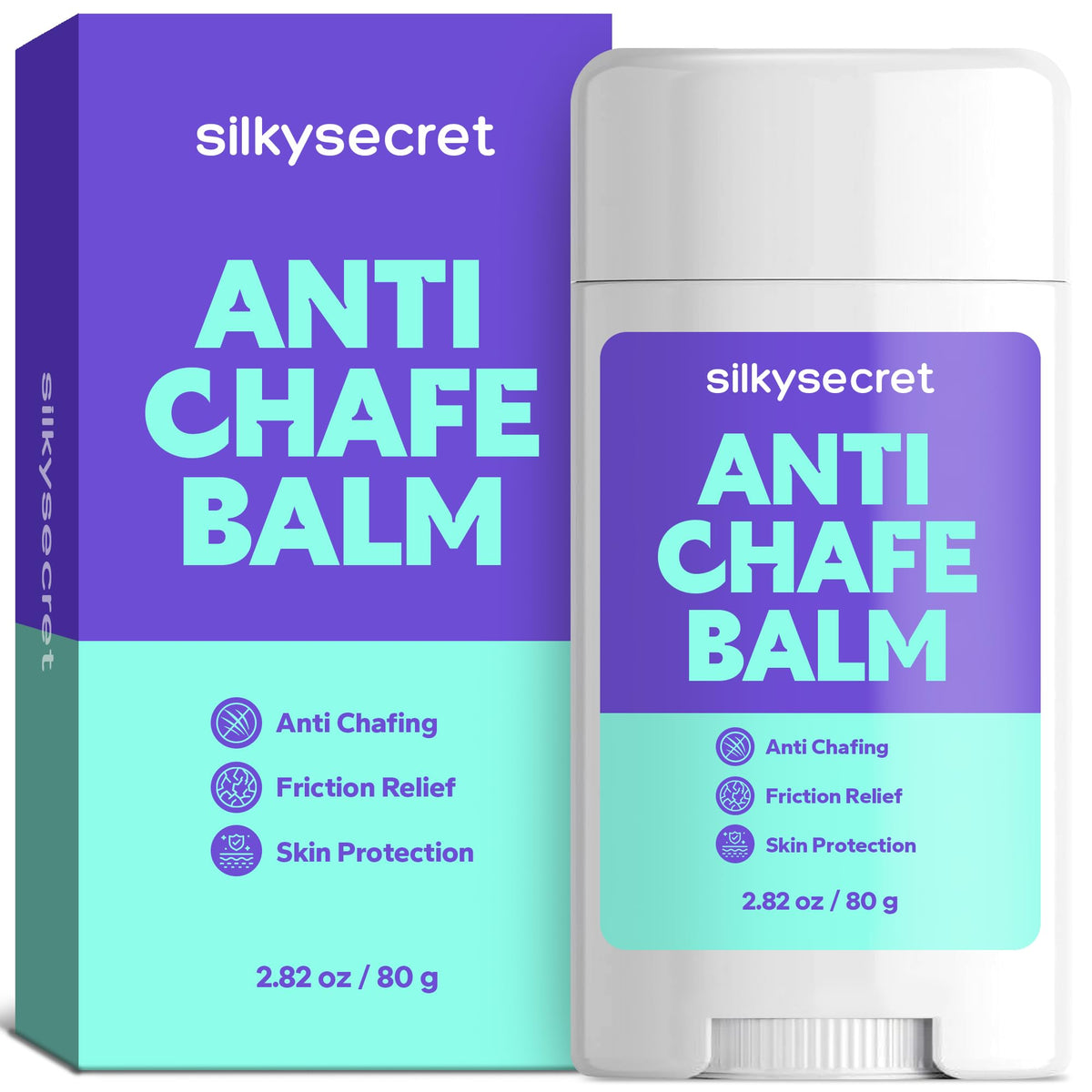 SilkySecret anti-chafing stick being applied for smooth protection during workouts.