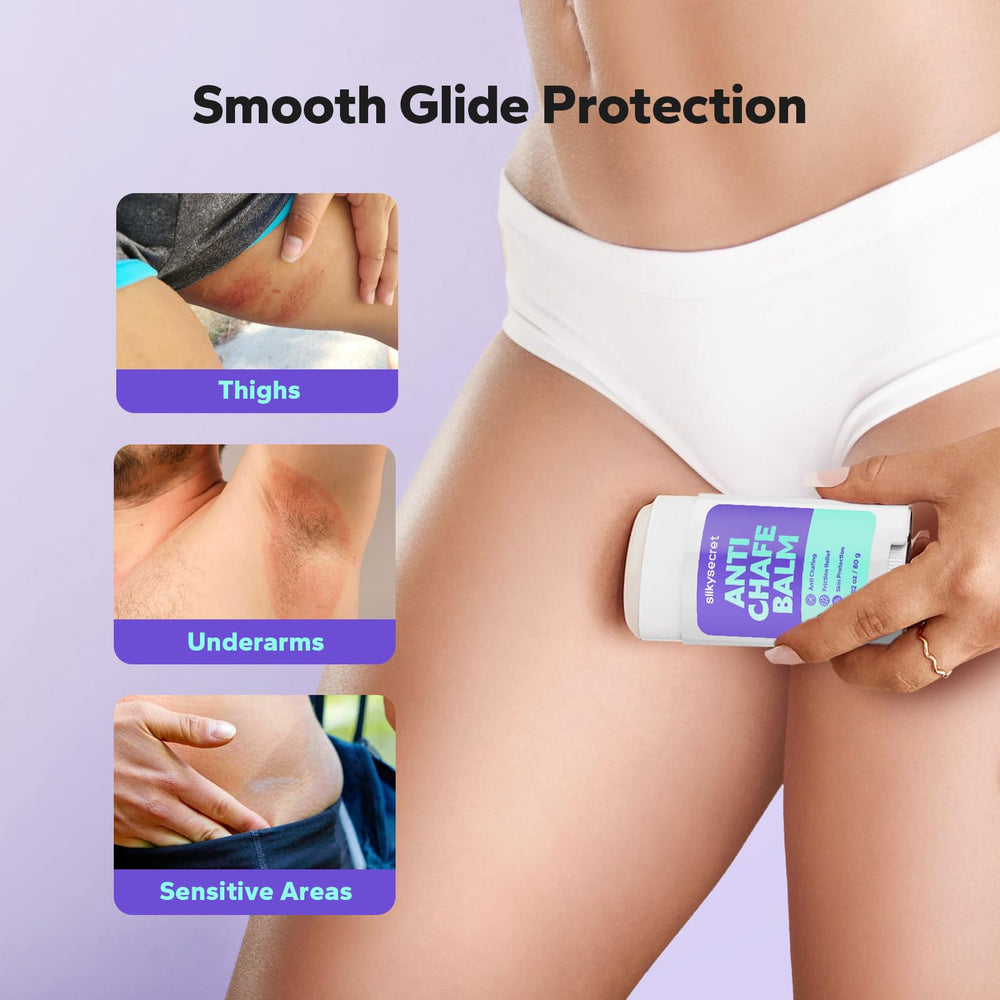SilkySecret anti-chafing stick with sweet orange scent offering refreshing skin relief.