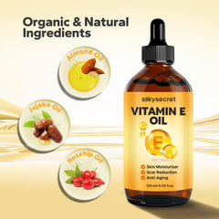 SilkySecret Vitamin E oil applied to clean face