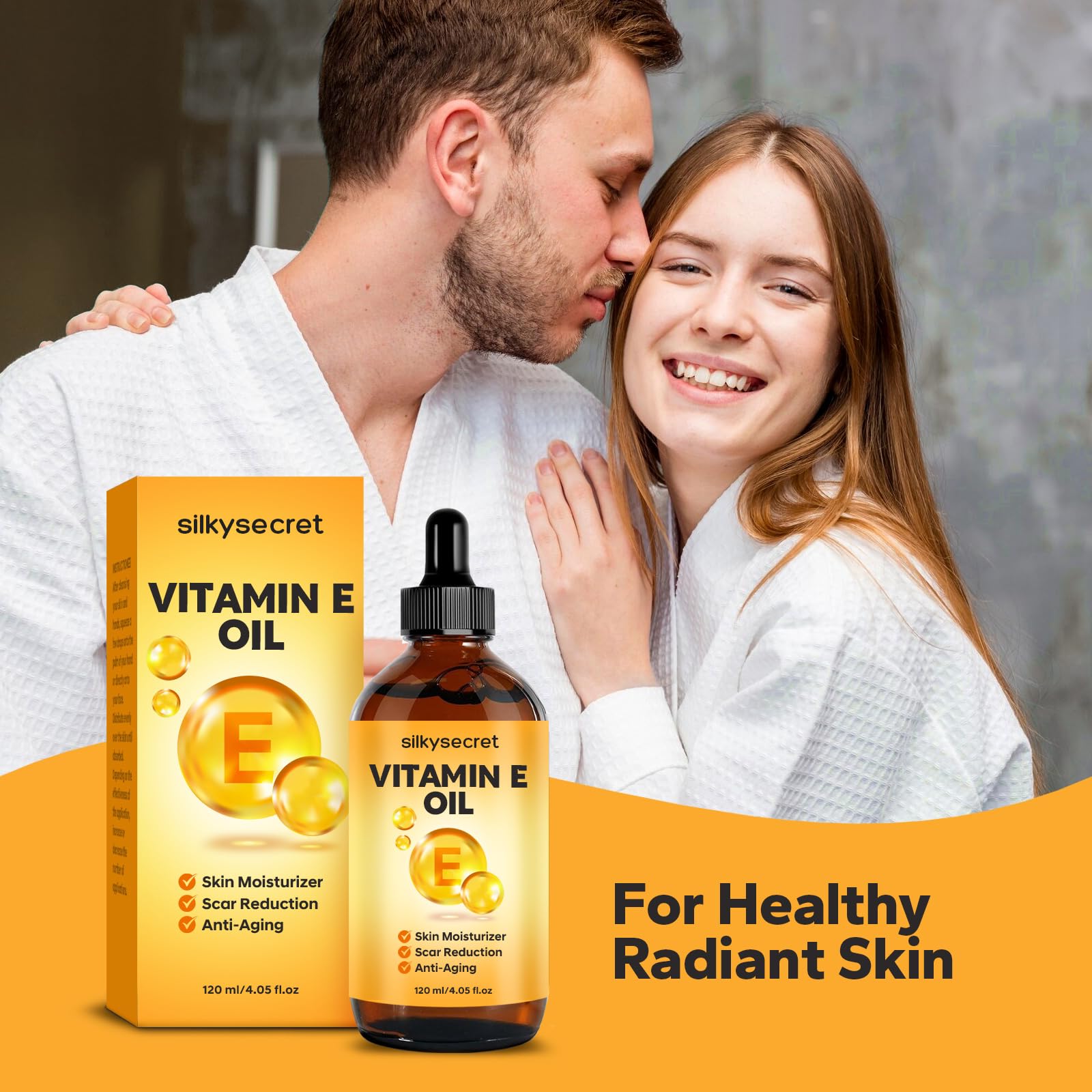 Luxurious skincare routine featuring SilkySecret Vitamin E Oil