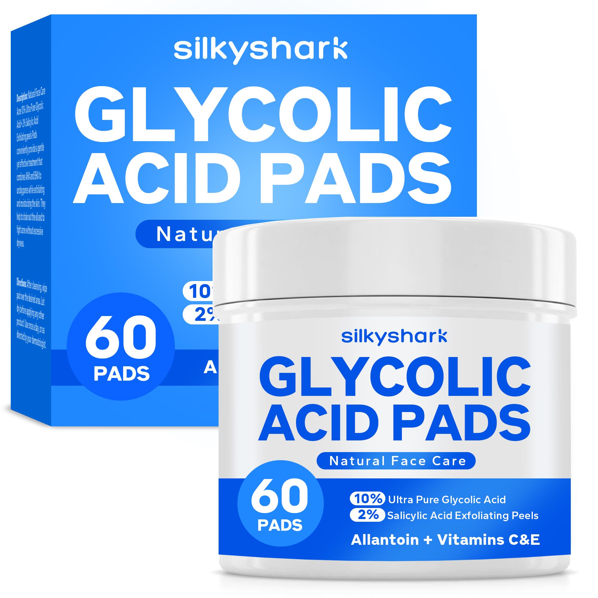 SilkyShark discos exfoliantes en empaque compacto para uso diario.