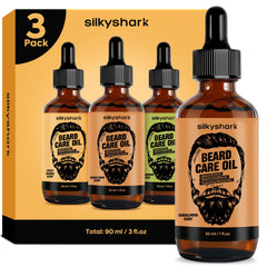 SilkyShark Beard Oil 3 Pack bottle setup for clean display and easy pour