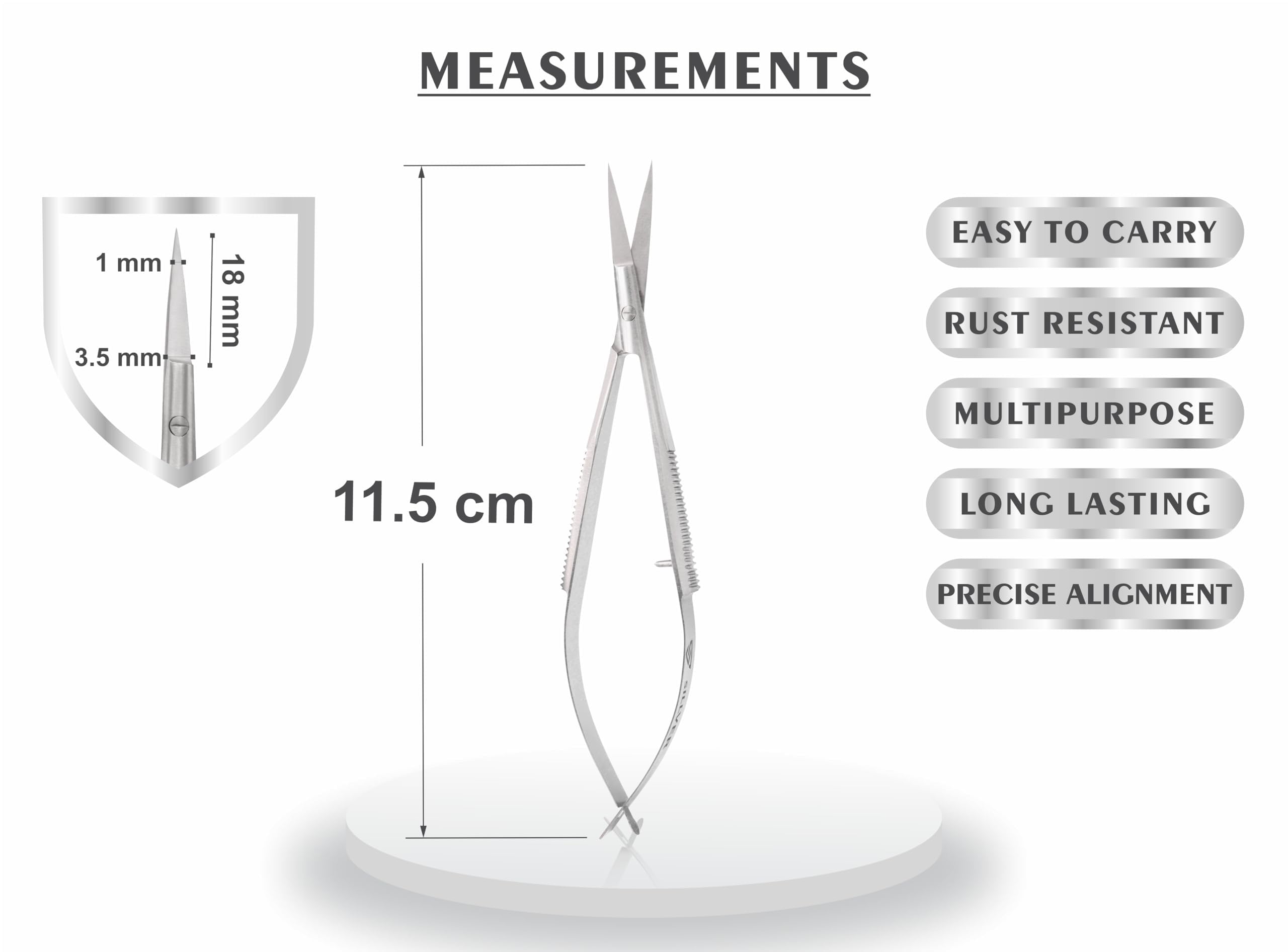 Ergonomic non-slip grip on SILLVER cuticle scissors for comfortable use.