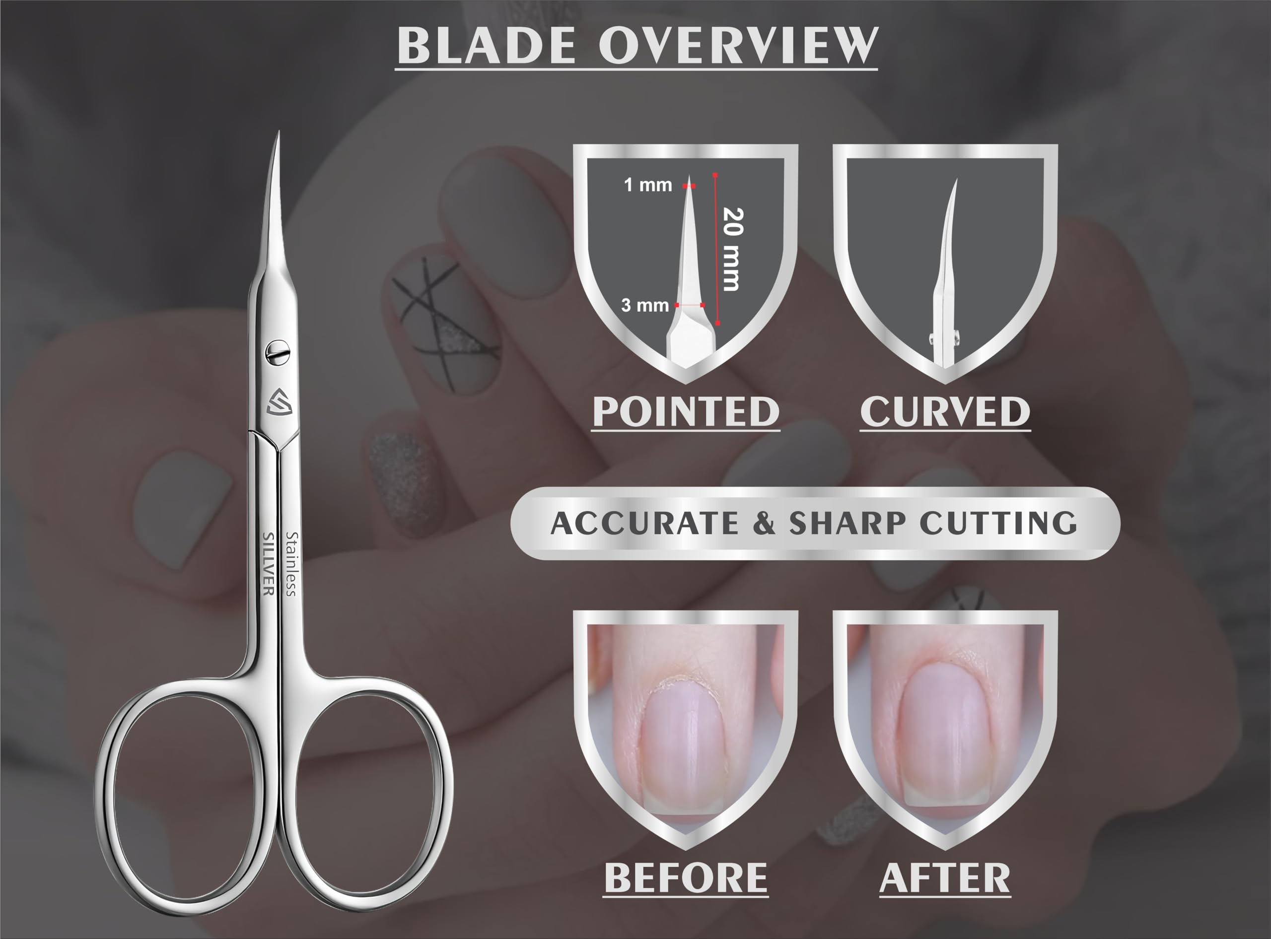 SILLVER professional manicure scissors for multipurpose grooming