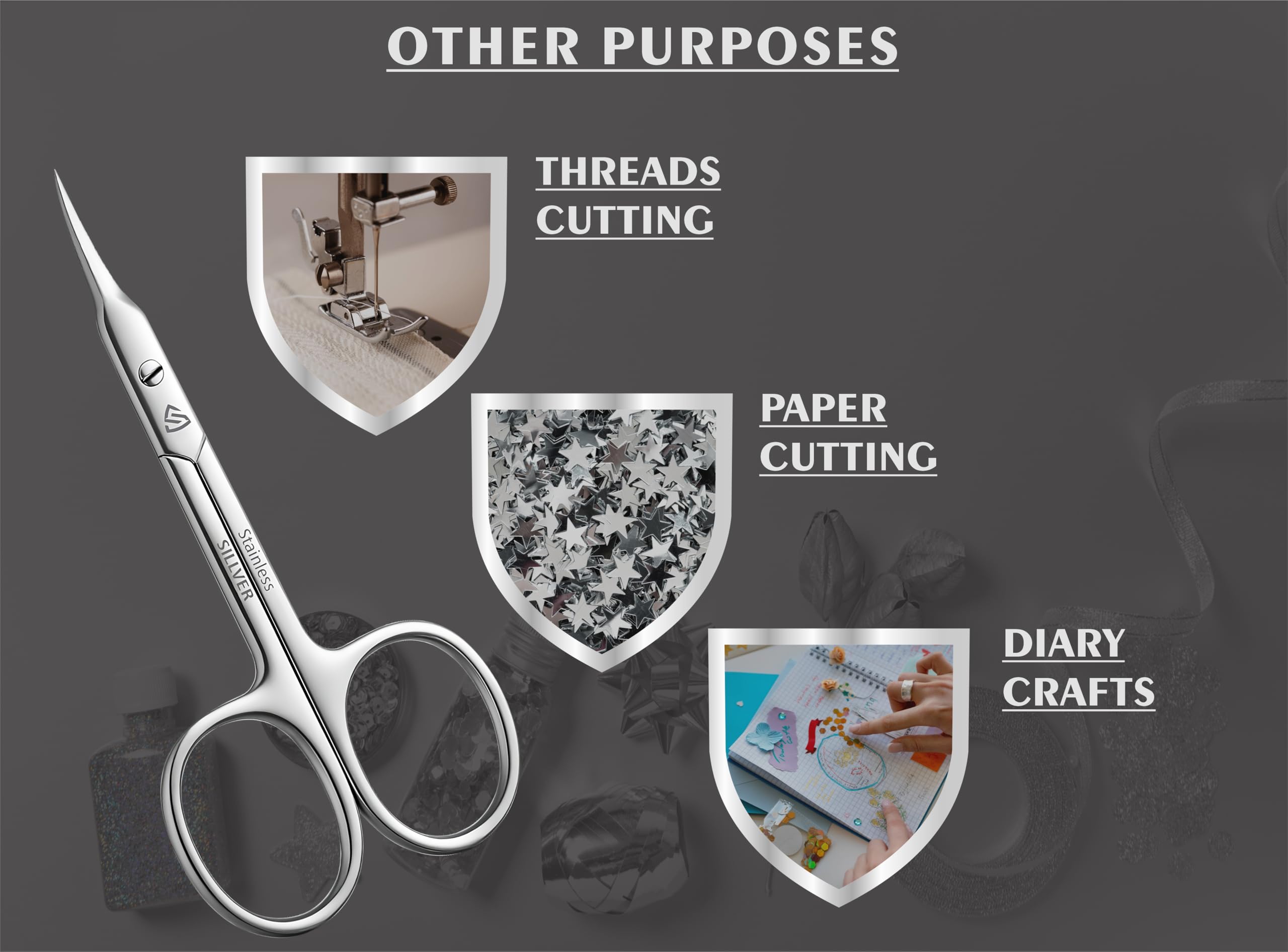 SILLVER premium stainless steel cuticle scissors for durability