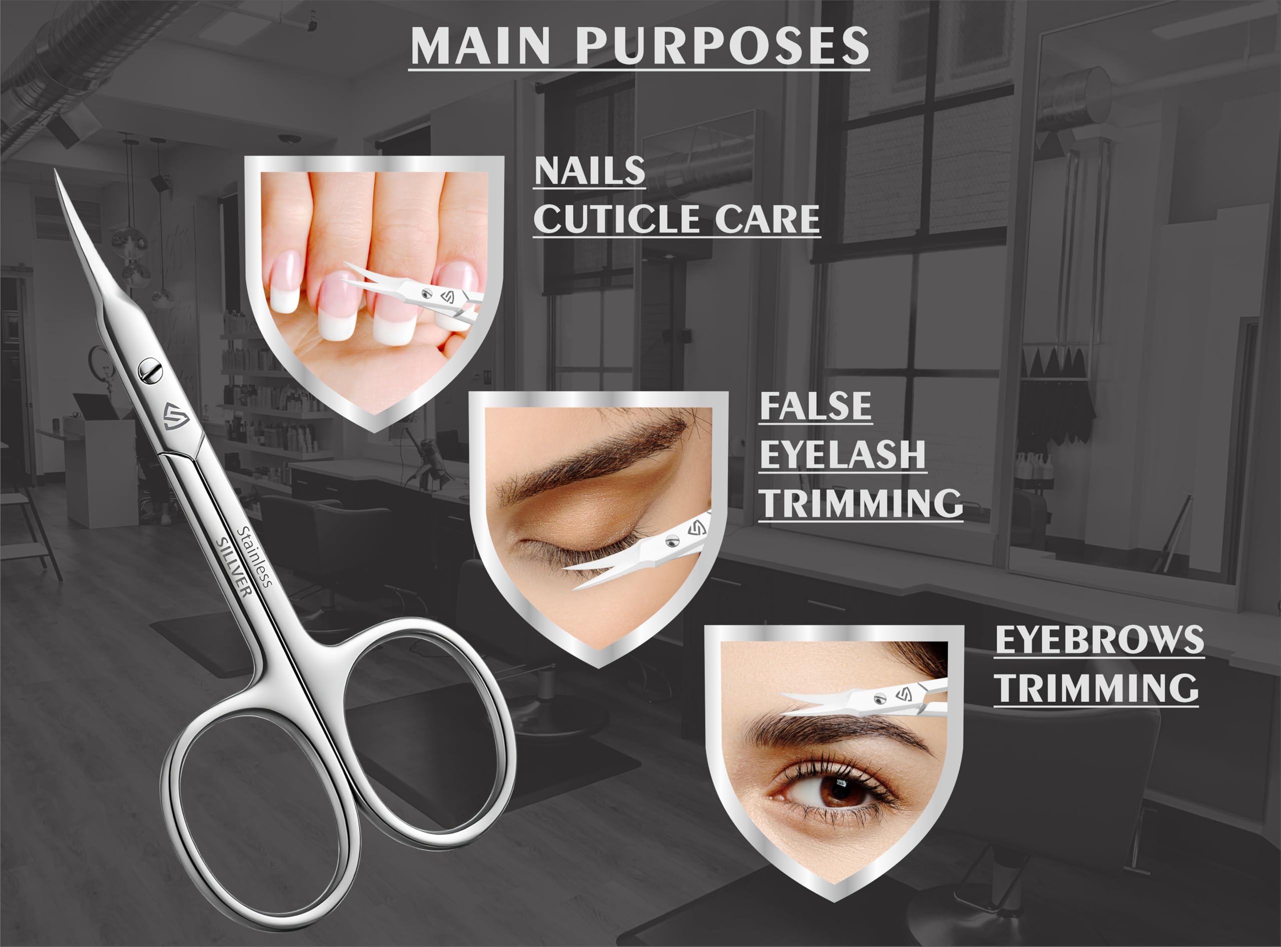 SILLVER travel-friendly grooming scissors with protective cap
