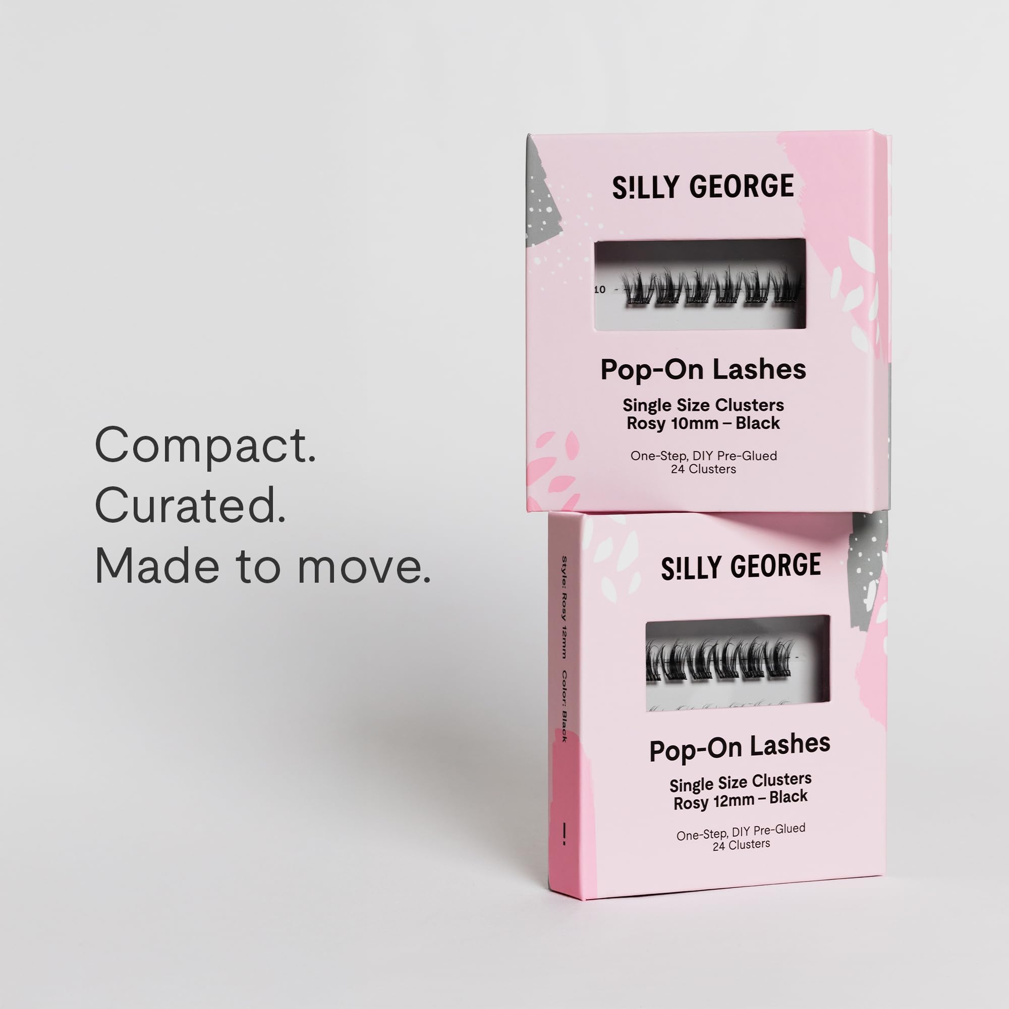Silly George clear-band lash clusters blend seamlessly for a barely-there look.