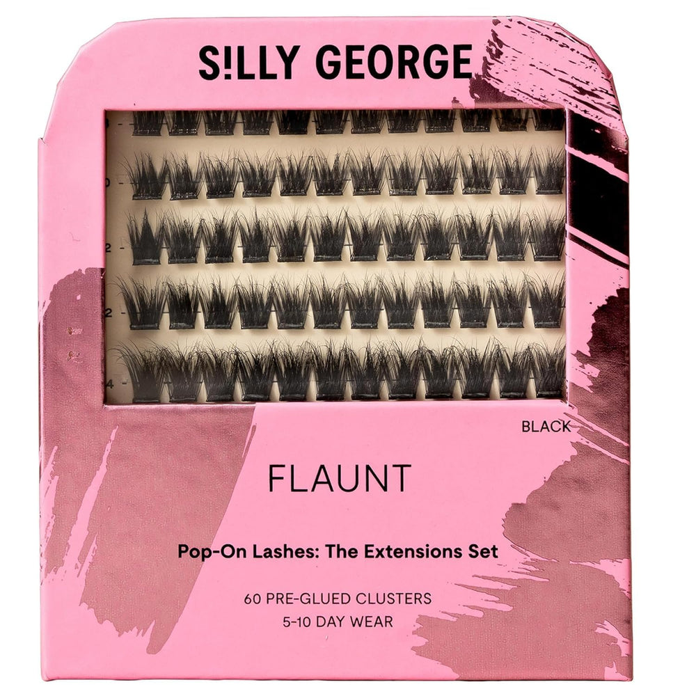 Silly George Pop-On Lashes cluster close-up showing natural look and instant wear.