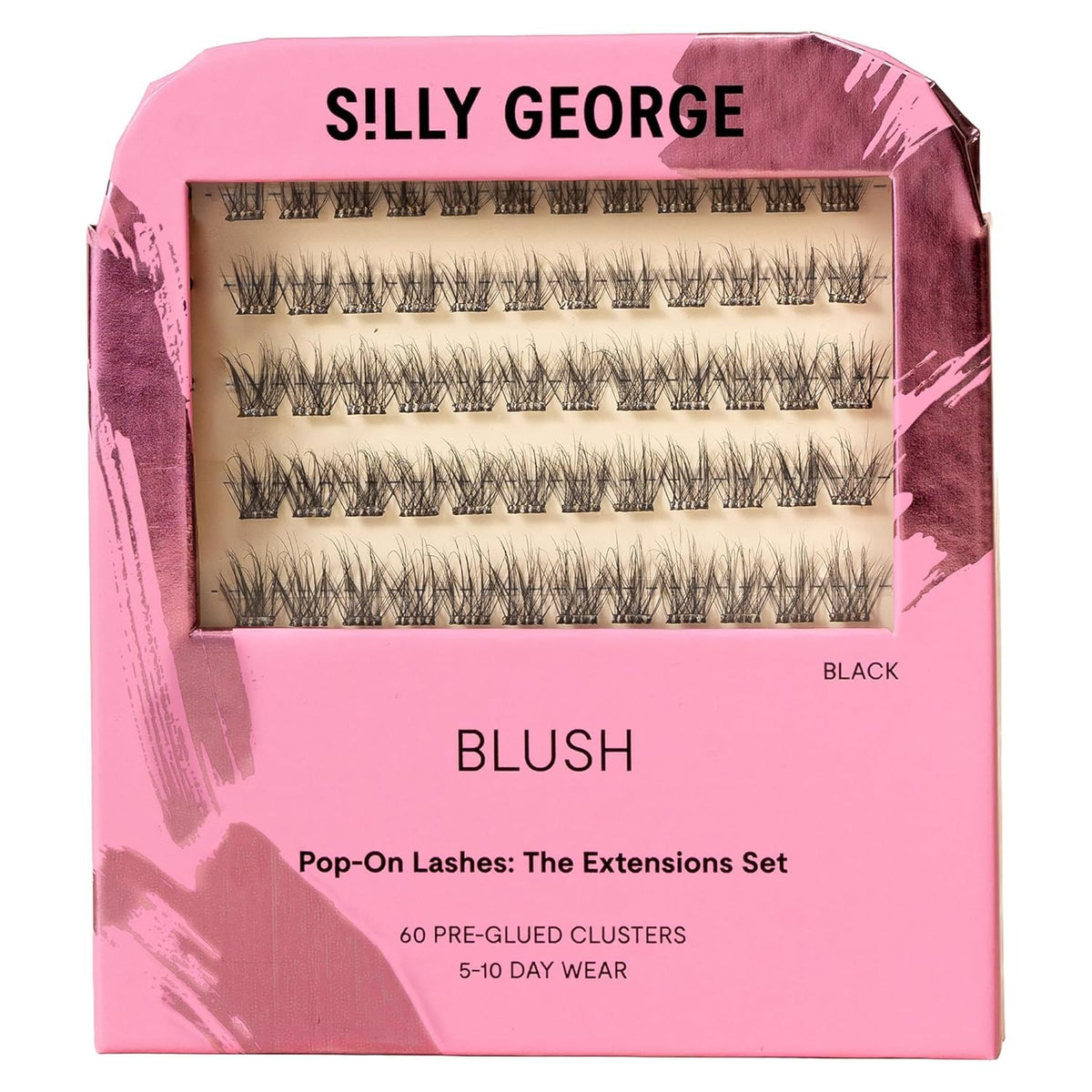 Silly George Pop-On lashes pack close-up, 60 clusters for easy 5–7-look creation