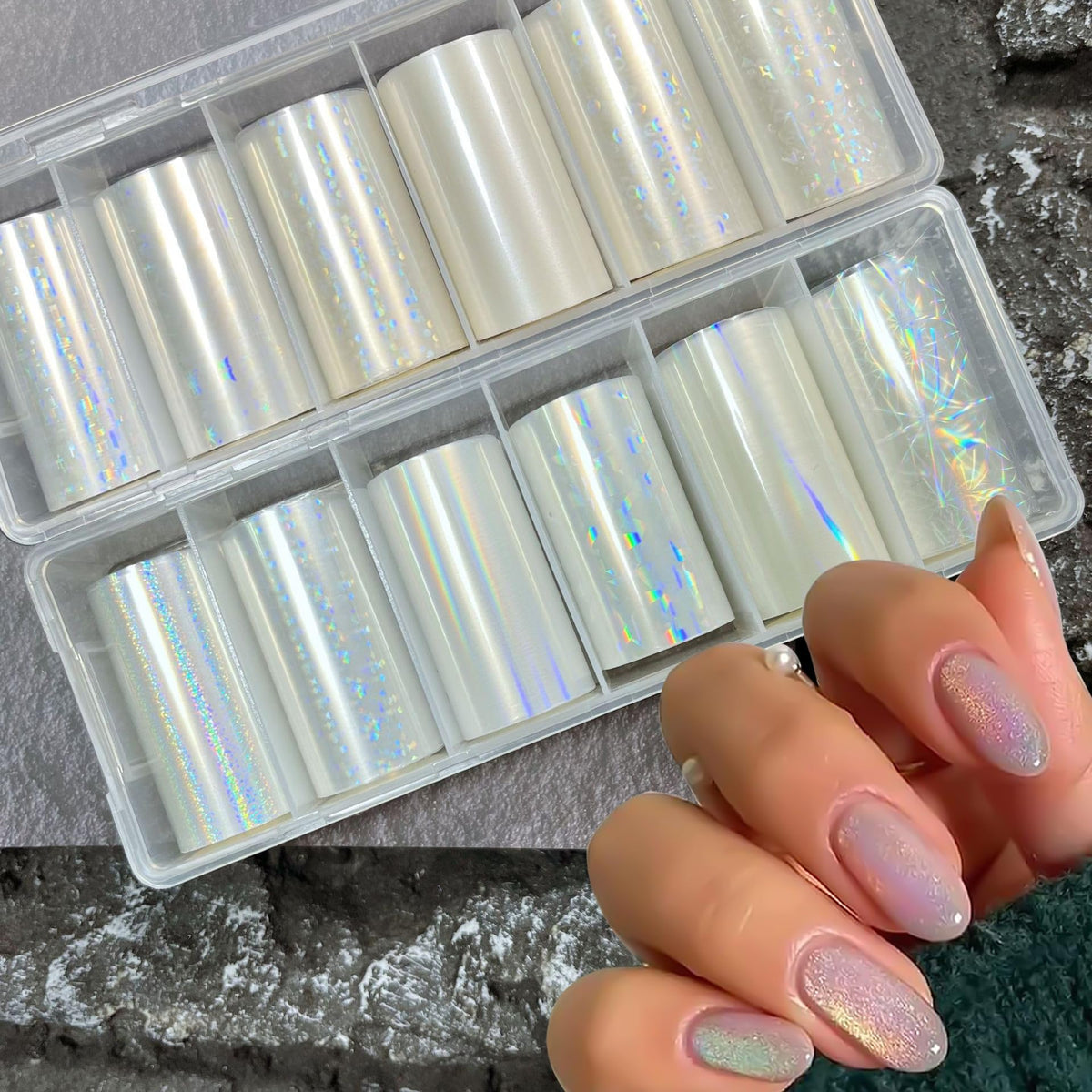 SILPECWEE Aurora glass-fragments foil enhances shimmer for eye-catching nails