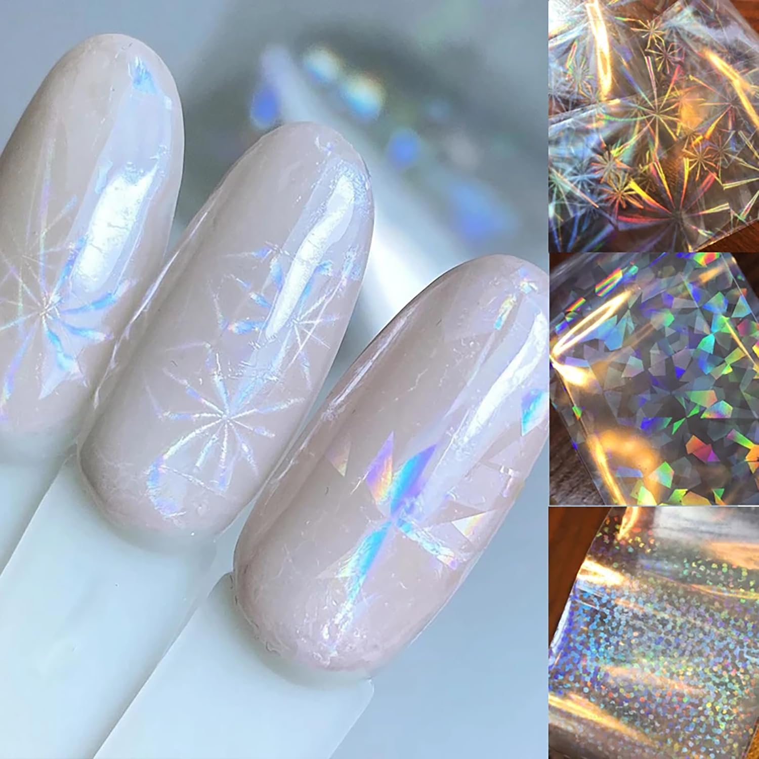 SILPECWEE Aurora radiant-rays foil creates luminous lines on acrylic nails