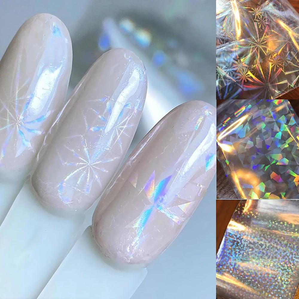 SILPECWEE Aurora radiant-rays foil creates luminous lines on acrylic nails