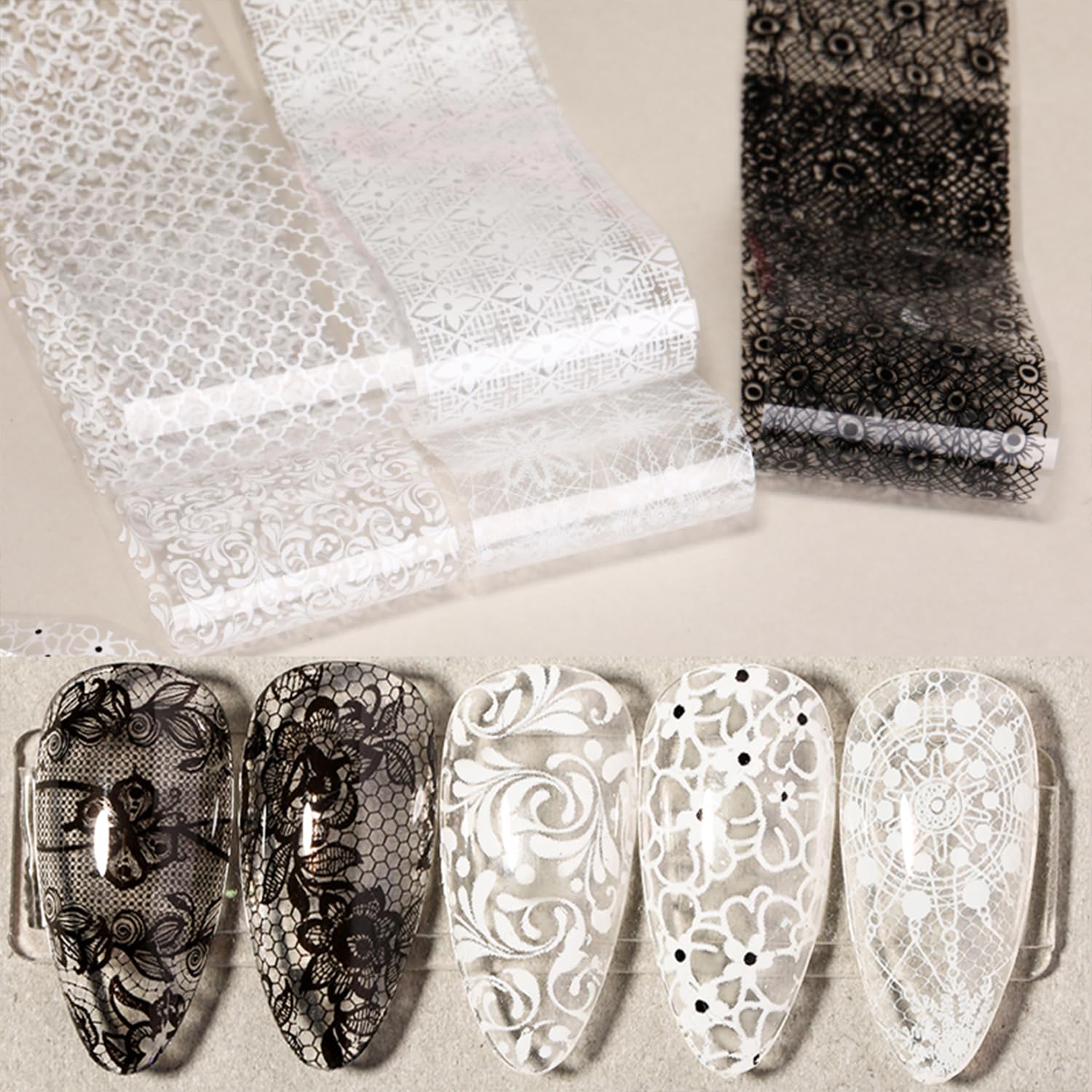SILPECWEE flower transfer foil black for dramatic floral nails.