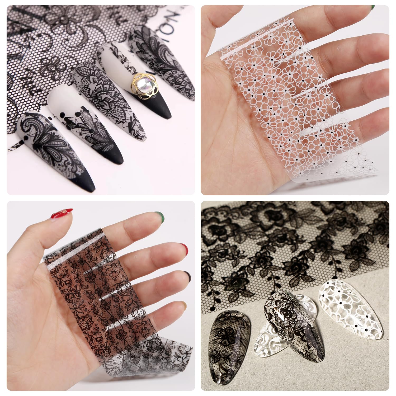 SILPECWEE flower transfer foil white for delicate floral nails.
