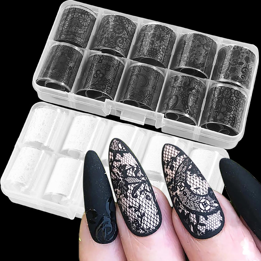 SILPECWEE lace foil pattern white for chic DIY manicure accents.