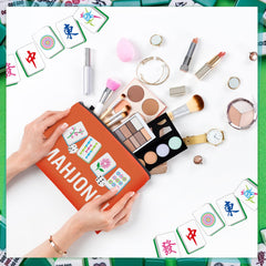 SilTriangle Mahjong cosmetic bag style 3, zipper closure keeps items secure while traveling.