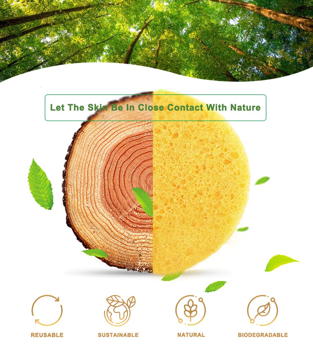 SILUKER natural cellulose face sponge absorbs water quickly for soft, thorough cleansing.