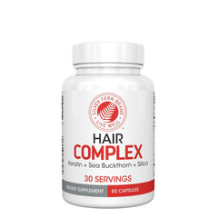 Silver Fern Hair Complex bottle front shows a 30-day capsule supply for daily use.