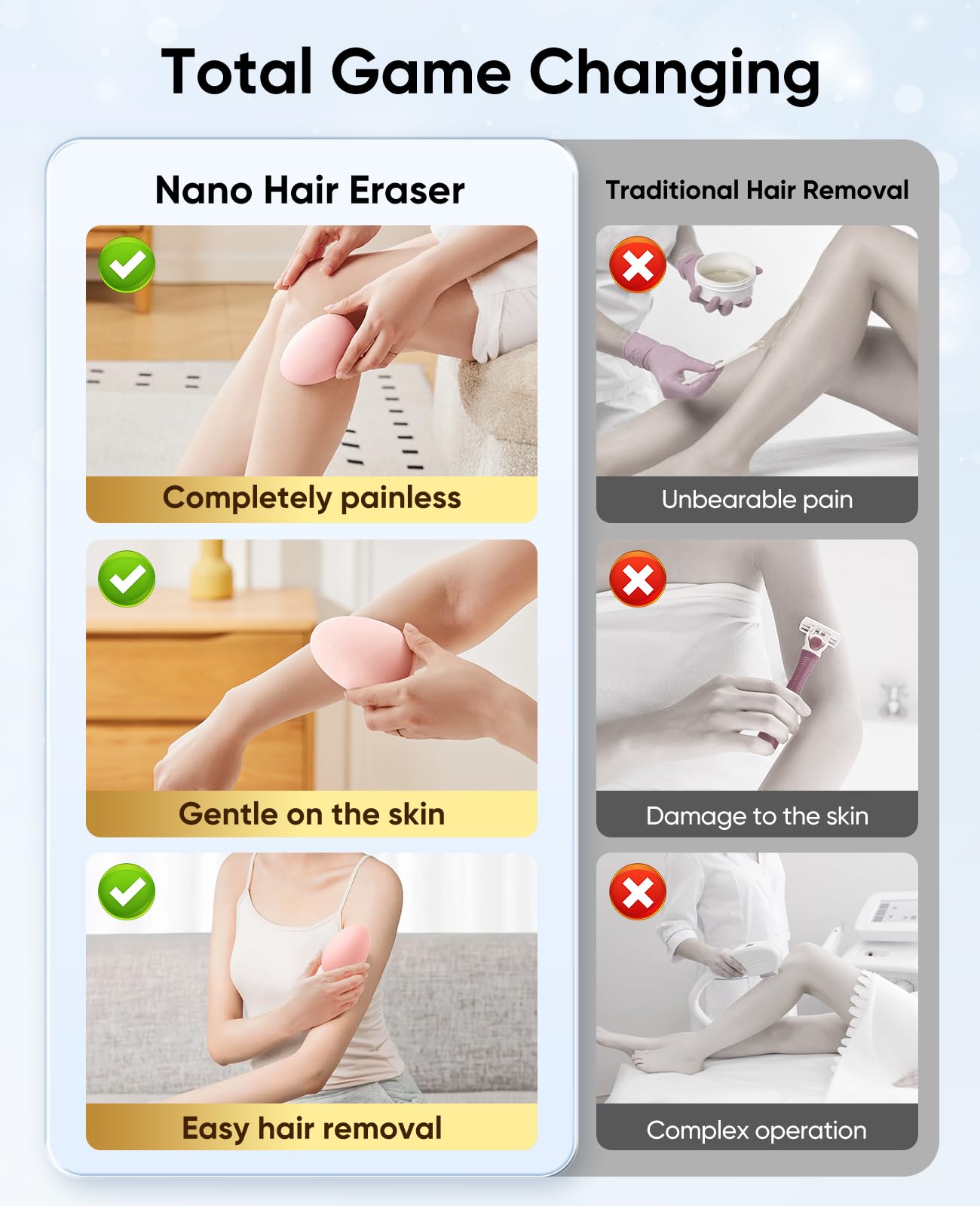 SILVLF remover on leg delivers smooth skin and confidence.