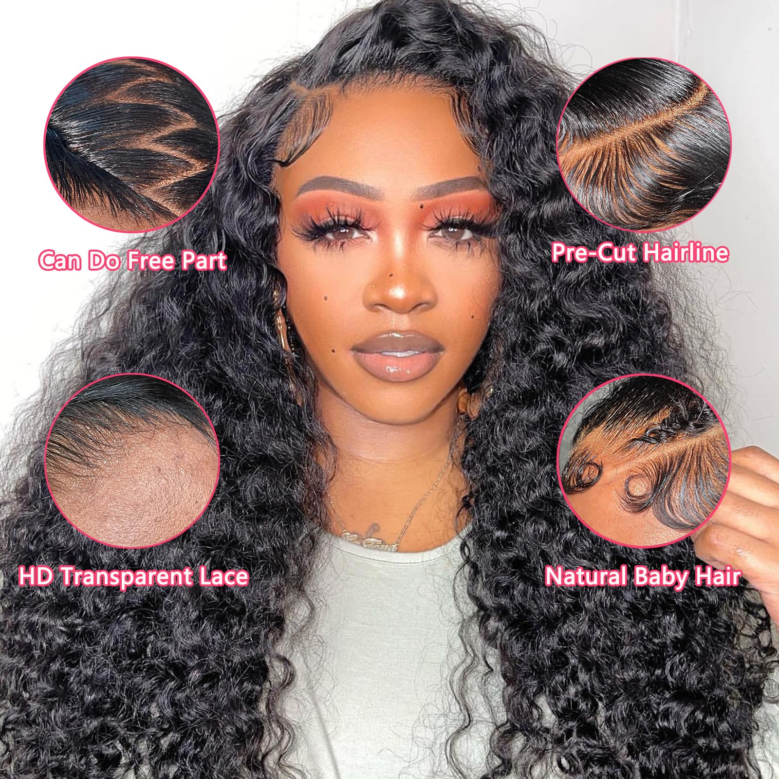 Simeider 180 density deep curly wig offers fuller volume and movement.