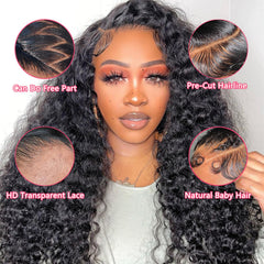 Simeider 180 density deep curly wig offers fuller volume and movement.