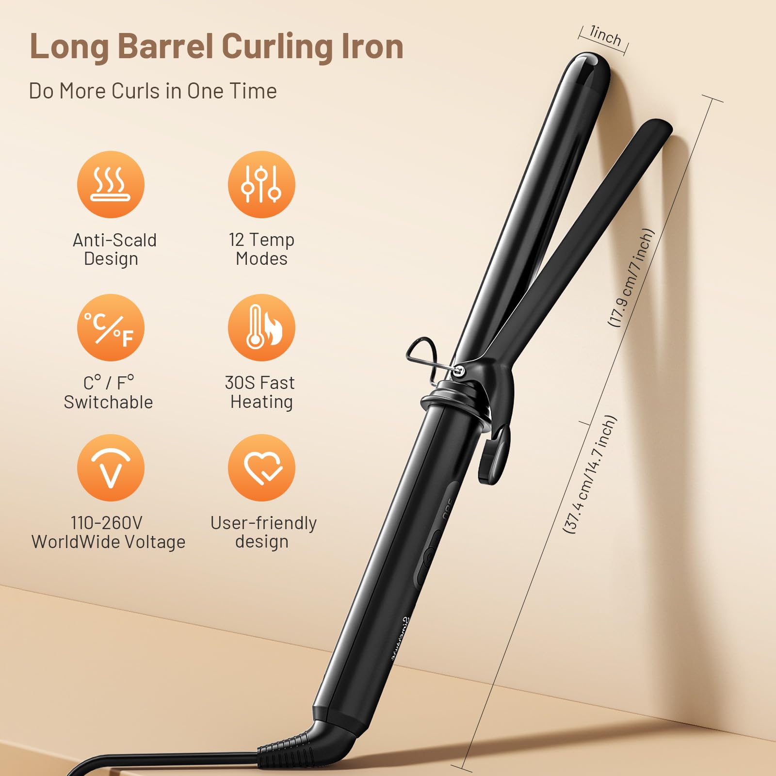 LED display showing precise 12 heat settings for tailored styling