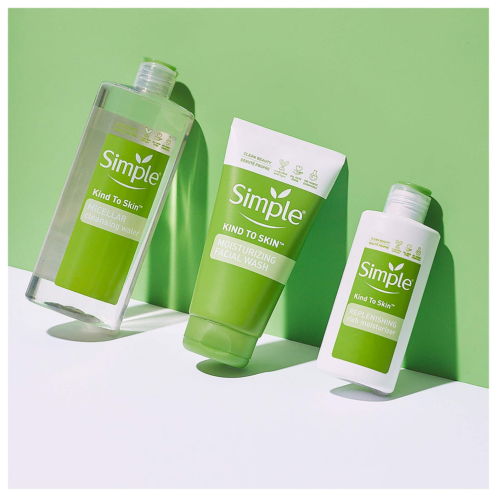 Simple Desmaquillante Micelar: agua pura triple limpia y refresca la piel