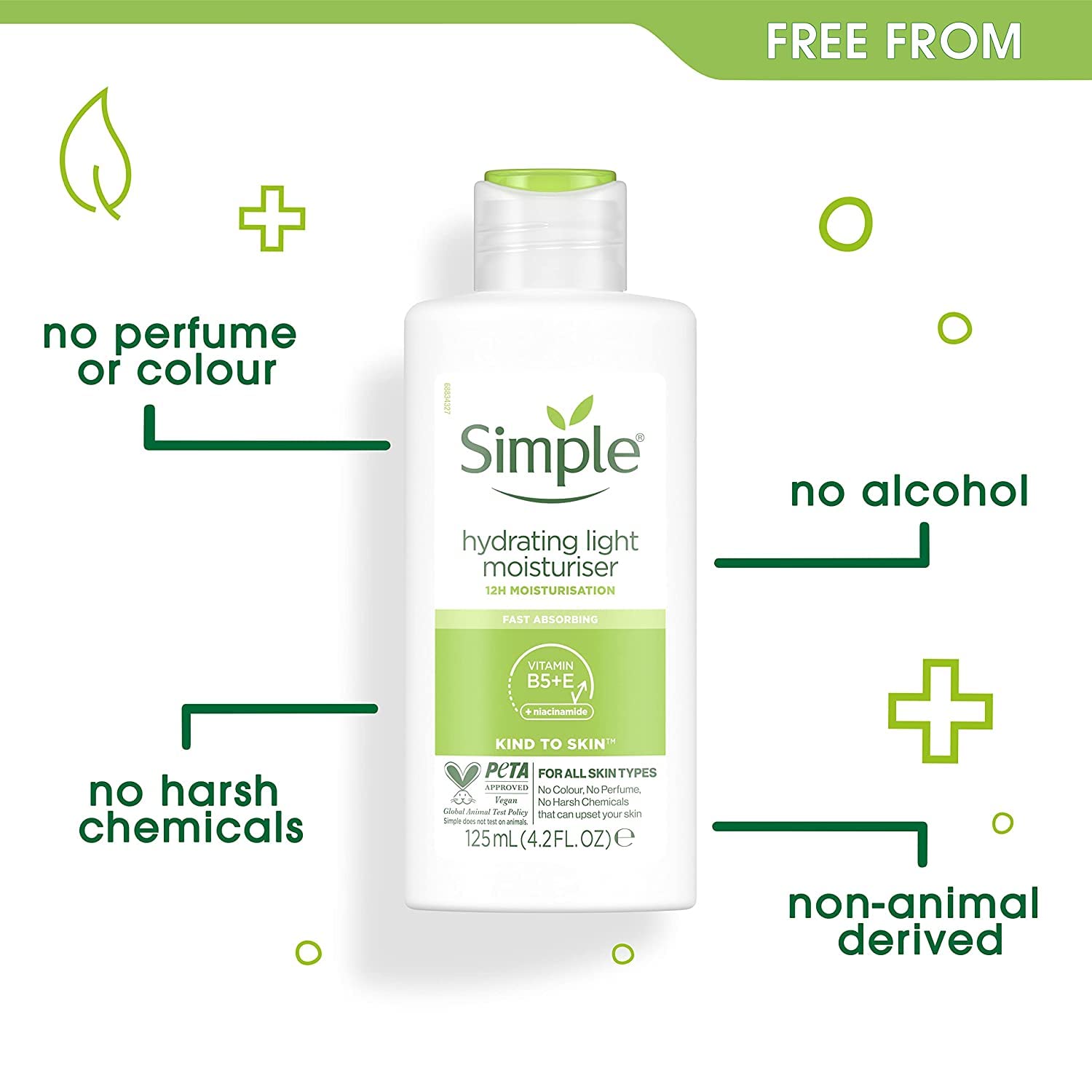 Glycerin and Pro-Vitamin B5 in Simple Hydrating Light Moisturizer nourish the skin