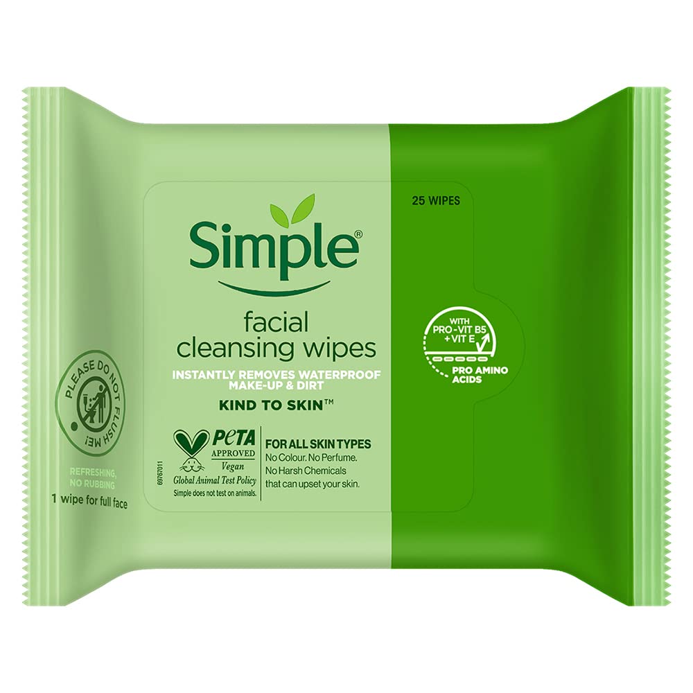 Simple Kind to Skin cleansing wipes pack for on-the-go skincare.