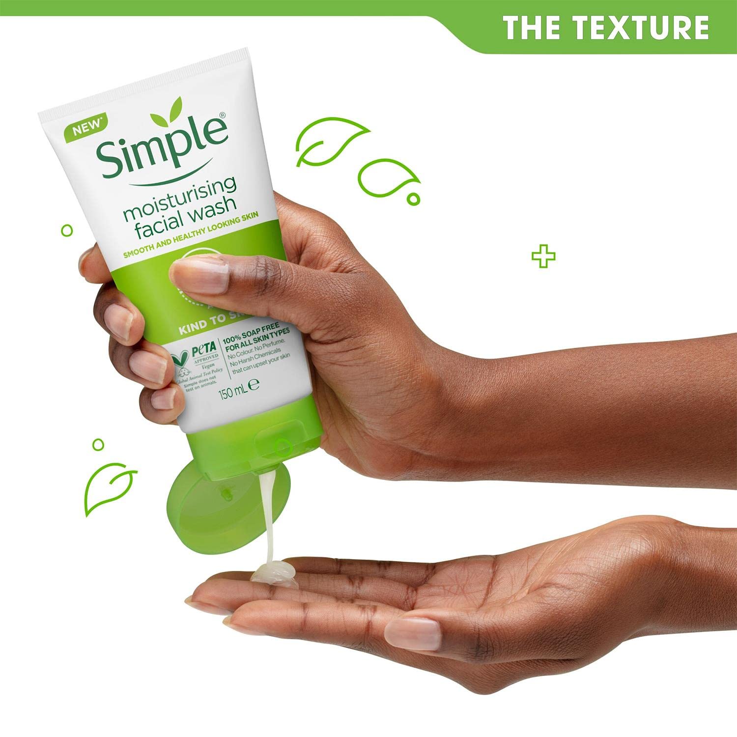 Fórmula sin parabenos de Simple Kind to Skin para piel sensible.