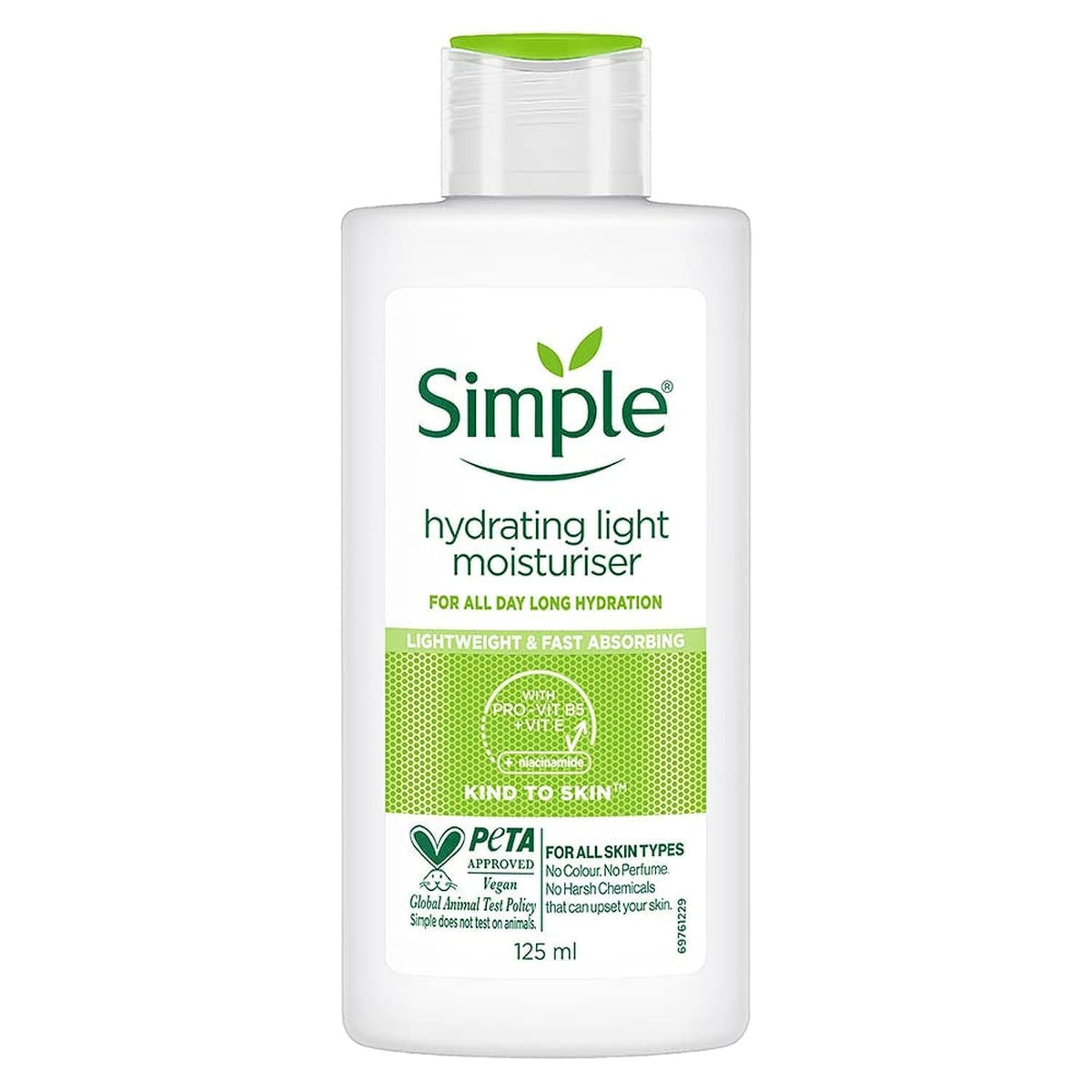 Simple Kind To Skin Hydrating Light Moisturiser bottle delivers all-day hydration.