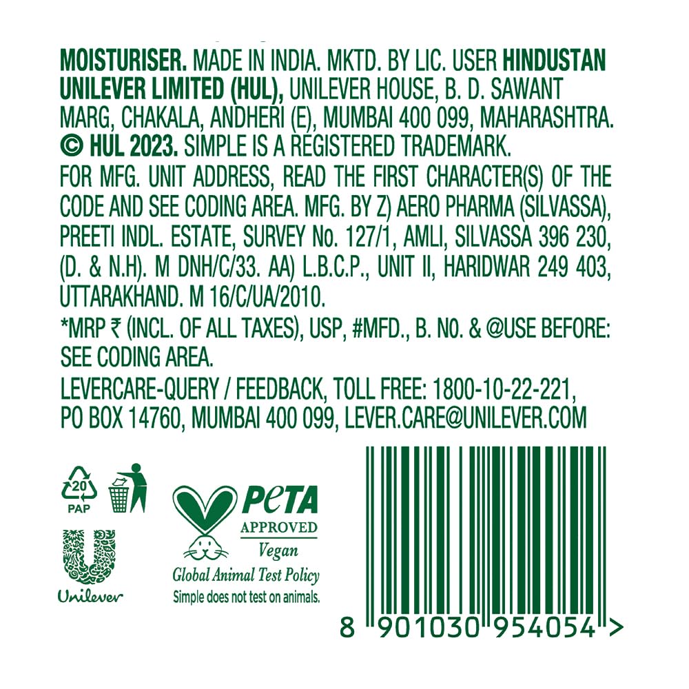Simple Hydrating Light Moisturiser 125 ml bottle label visible.