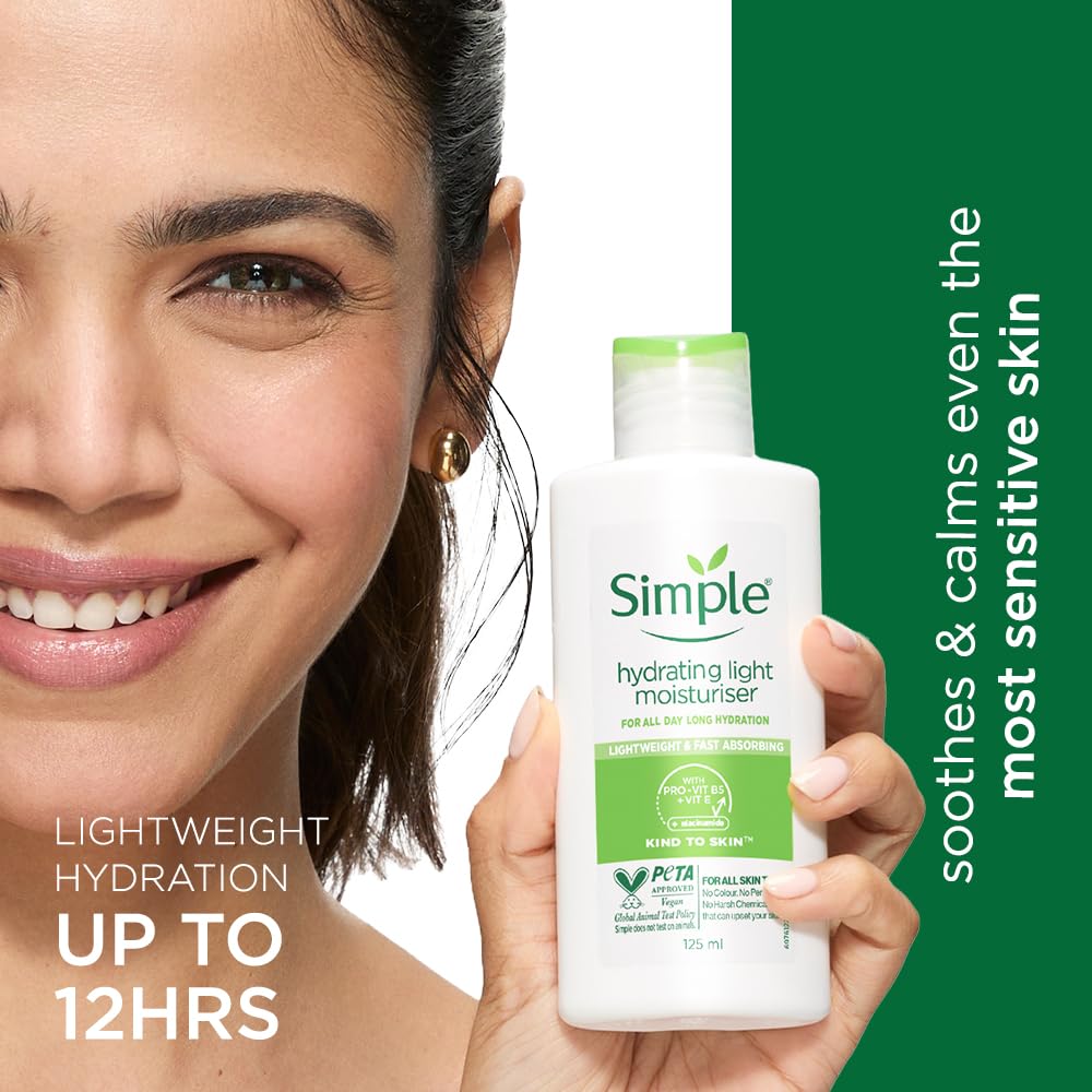 Simple Kind To Skin Hydrating Light Moisturiser creamy texture close-up for sensitive skin.