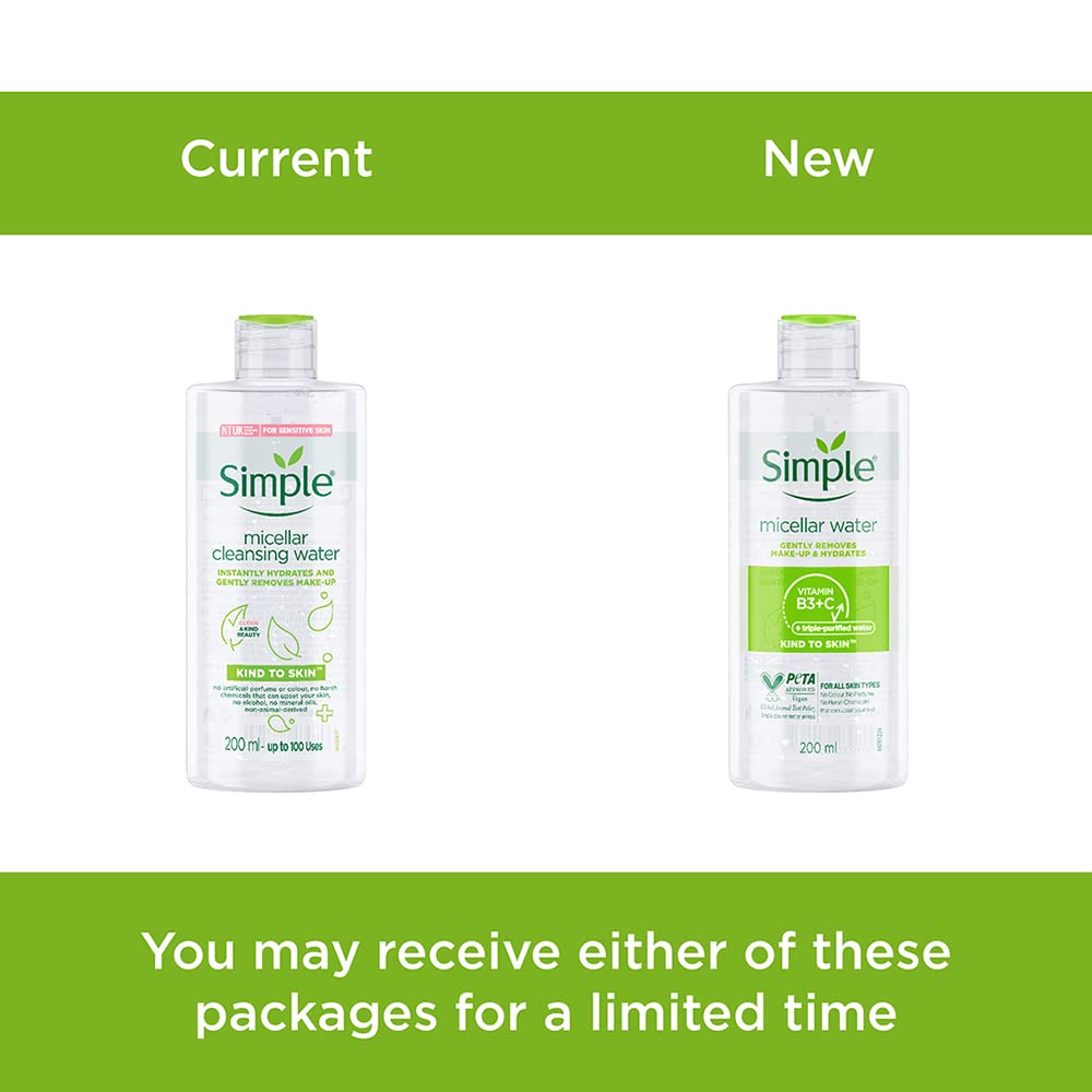 Product box and display for Simple Kind To Skin micellar cleansing water