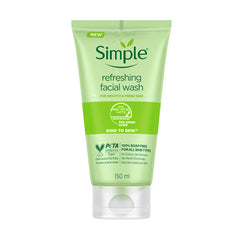 Simple limpiador facial refrescante, botella de 150 ml para piel sensible.