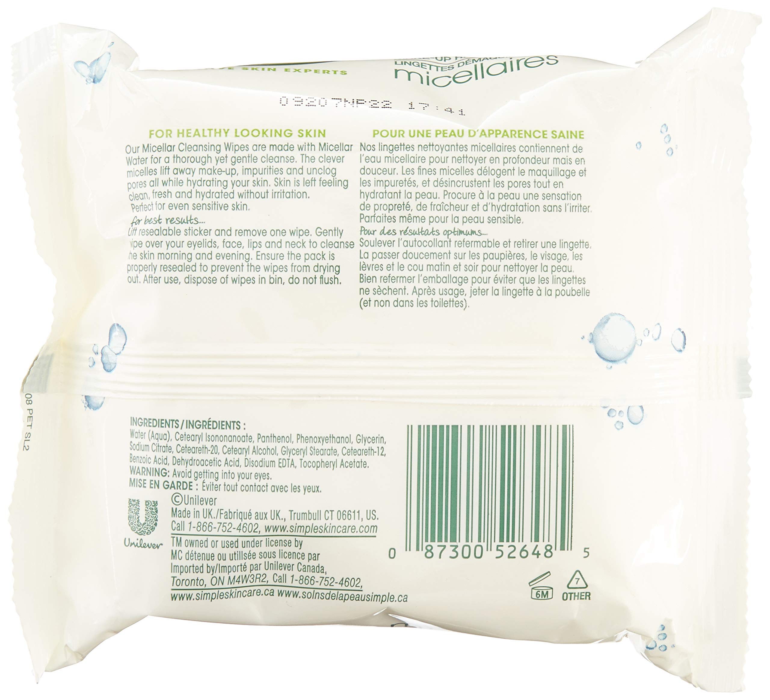 Simple Micellar Wipes pack travel-ready for quick on-the-go makeup removal.