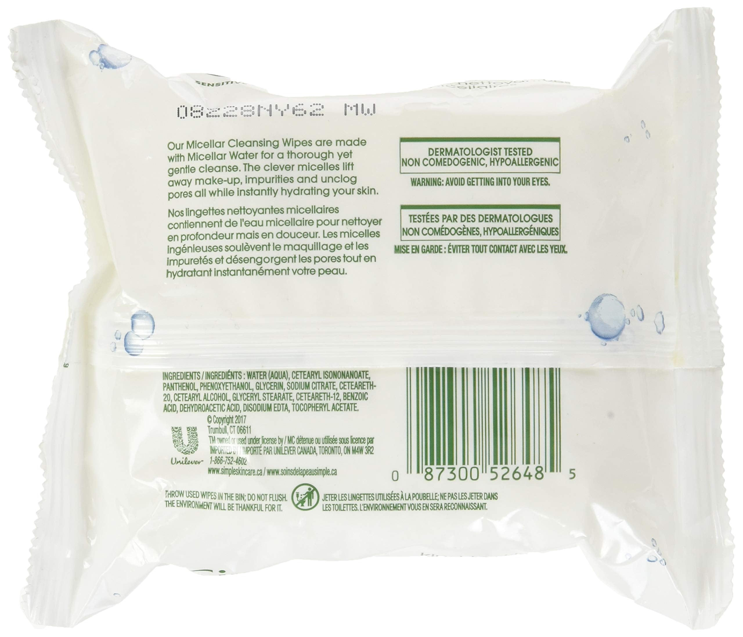 simple paquete tres veinticinco toallitas desmaquillantes micelares para viajar