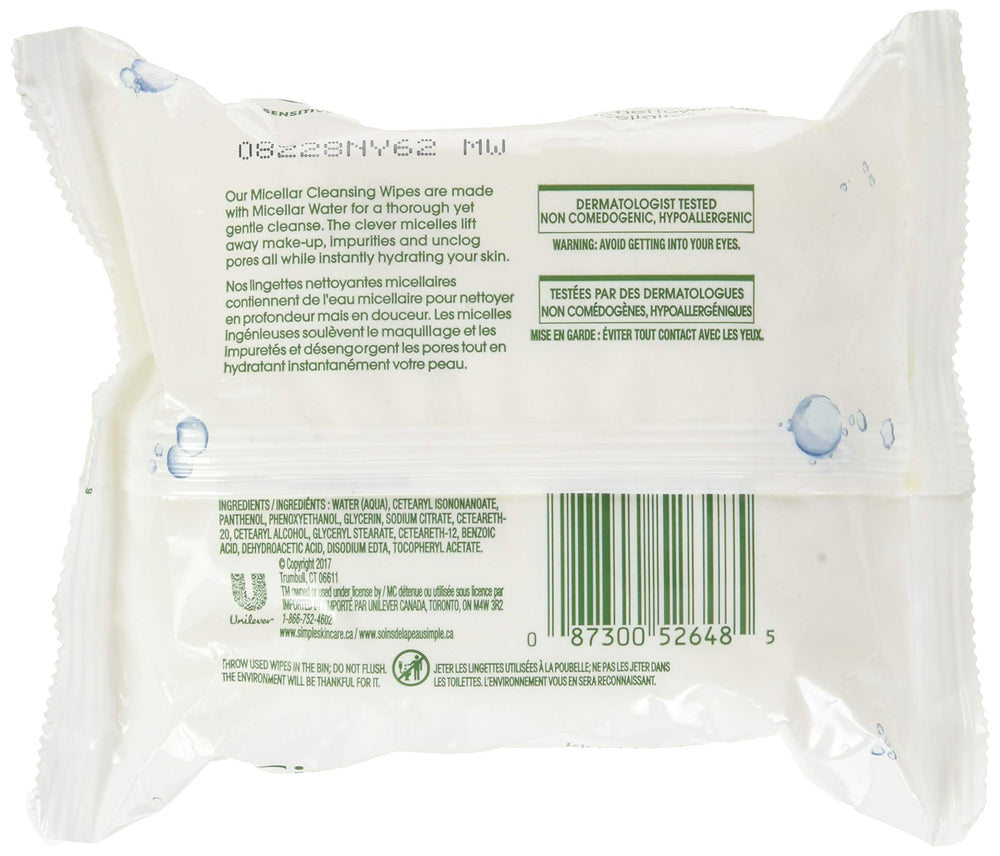 simple paquete tres veinticinco toallitas desmaquillantes micelares para viajar