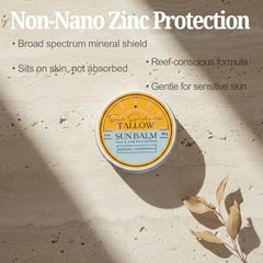 Simple Sophistication Tallow Sun Balm aplicado en la piel, SPF 30