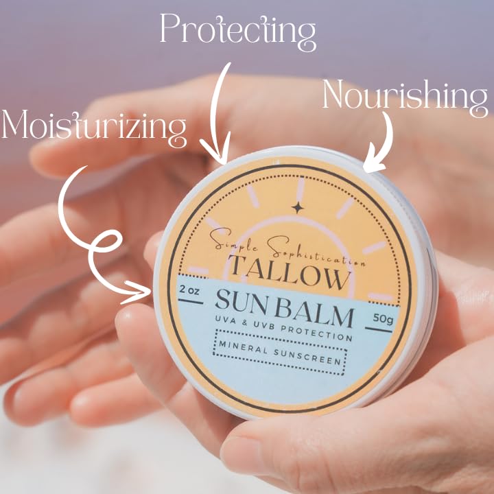 Simple Sophistication Tallow Sun Balm envase compacto, ideal para viajes
