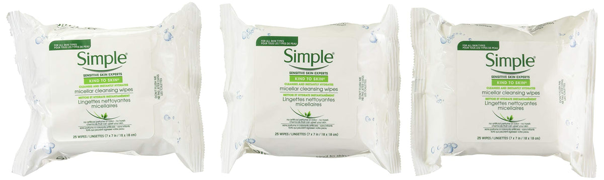 Simple toallitas micelares para desmaquillar el rostro de forma suave