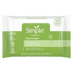 Toallitas faciales Simple desmaquillantes eliminan maquillaje con suavidad.