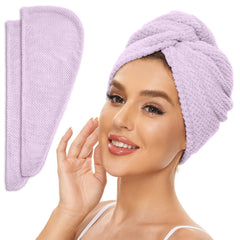 SimpleField 2-pack microfiber hair towel wrap in light purple for quick drying.