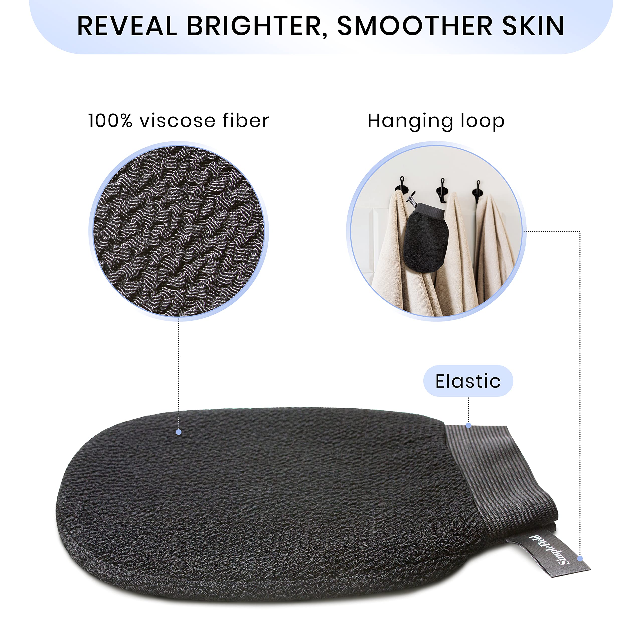 SimpleField exfoliating mitt targets keratosis pilaris for smoother skin.